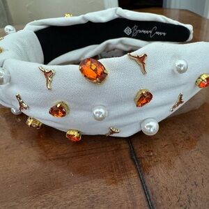 Texas Longhorn White and Gold Embellished Headband